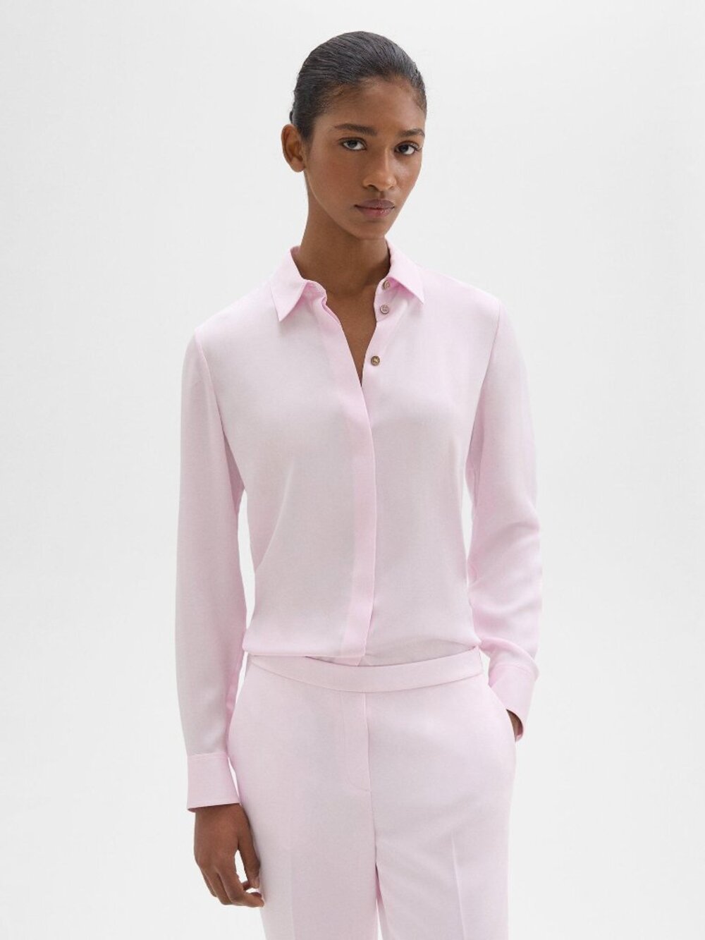 Theory Bloom Fitted Shirt in Silk Georgette Size S